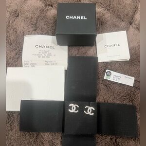 Chanel Pearl/Diamond Studs